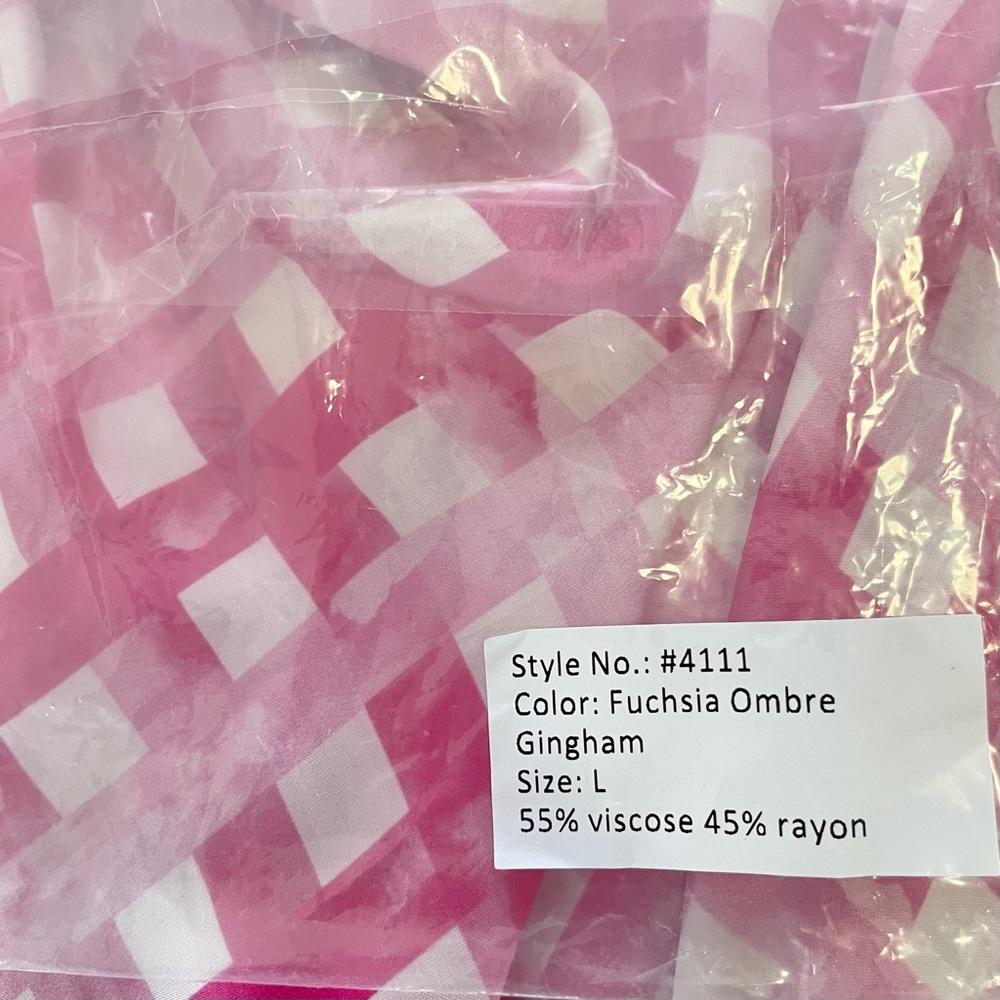 New Chloe Kristyn Gingham Satin Double Strap Cowl Neck Tank Top Pink Size Large - Picture 14 of 16